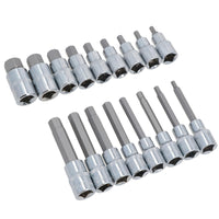 1/2" Drive Allen Hex Key Metric Sockets Shallow And Deep 5mm - 19mm 30pc