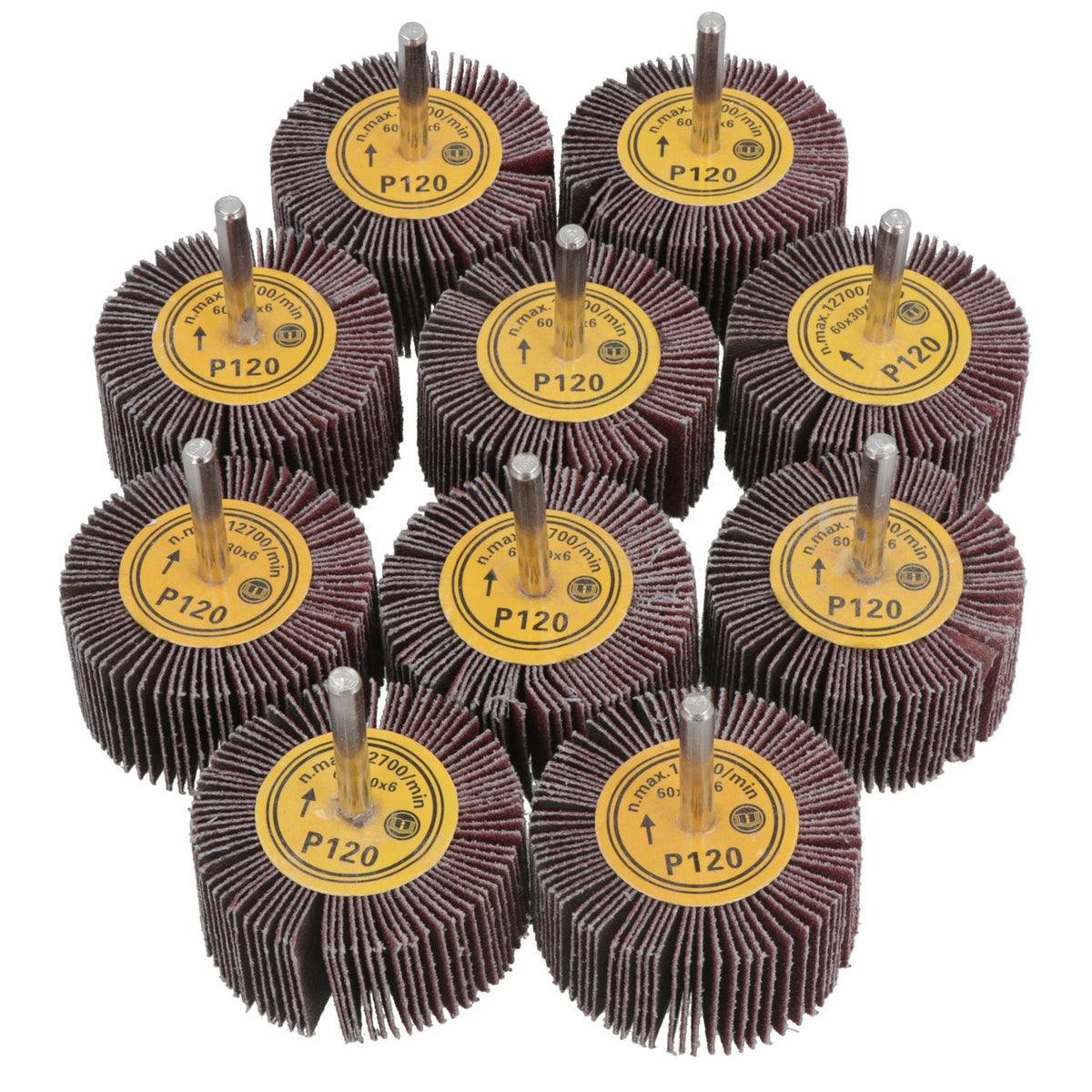 60mm 120 Grit Abrasive Flap Wheel Discs Sanding Rust Removal 6mm Shank