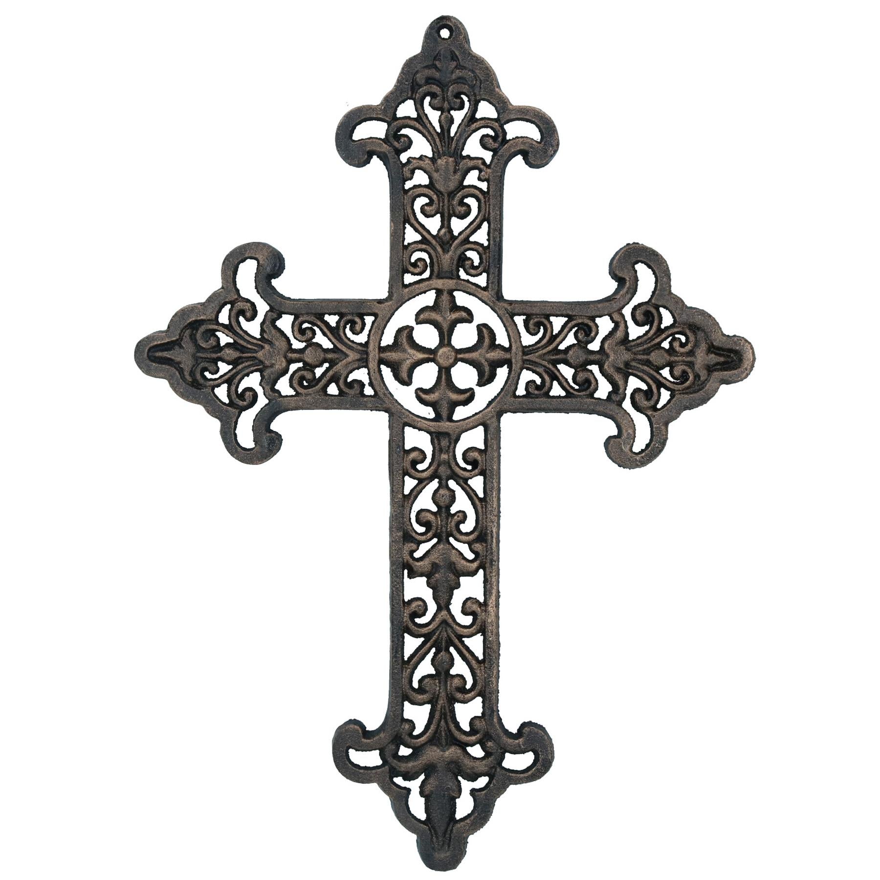 Metal Cross Sign Plaque Cast Iron Door Wall House Shed Church Victorian Gothic