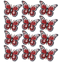Set of 12 Red Small Metal Butterflies Garden/Home Wall Art Ornament