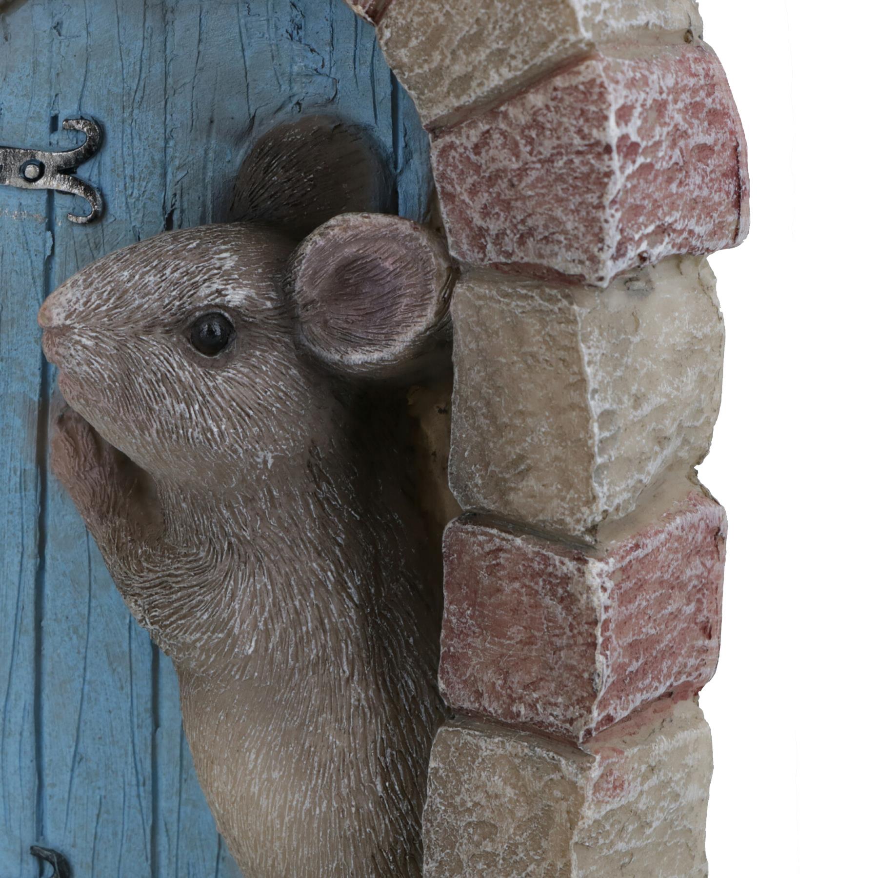 Mouse Door Figurine Statue House Decor Ornament Sculpture Resin Home