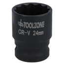 24mm 1/2in. Drive Shallow Metric Impact Impacted Socket 12 Sided Bi-hex