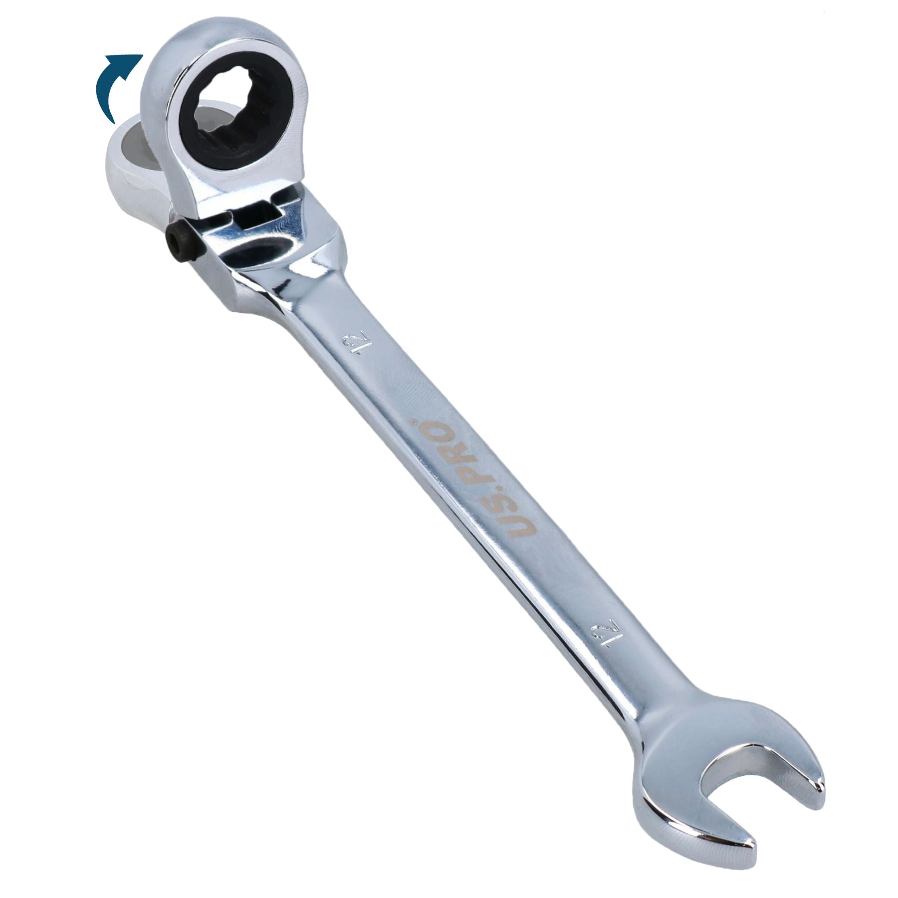 Flexible Headed Ratchet Combination Spanner Wrench with Integrated Lock
