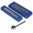 Douilles métriques peu profondes et profondes à 6 pans, entraînement 1/4", 4 - 14 mm + cliquet à 72 dents