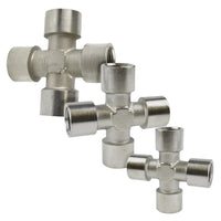 4-Way Cross Fitting All Female Thread Manifold Air / Hydraulic Fitting