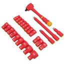 Kit de douilles et d'accessoires pour outils VDE isolés à entraînement 1/2" 24 pièces métriques homologuées GS