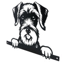 Black Metal Peeking Schnauzer Silhouette with Fixing Plate Garden Ornament Gift