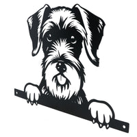 Black Metal Peeking Schnauzer Silhouette with Fixing Plate Garden Ornament Gift