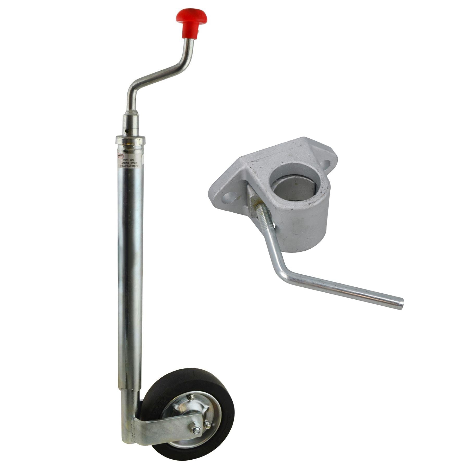 Bradley 42mm Jockey Wheel Trailers Caravans Wheel Telescopic & Cast Clamp