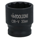 30mm 1/2in. Drive Shallow Metric Impact Impacted Socket 12 Sided Bi-hex