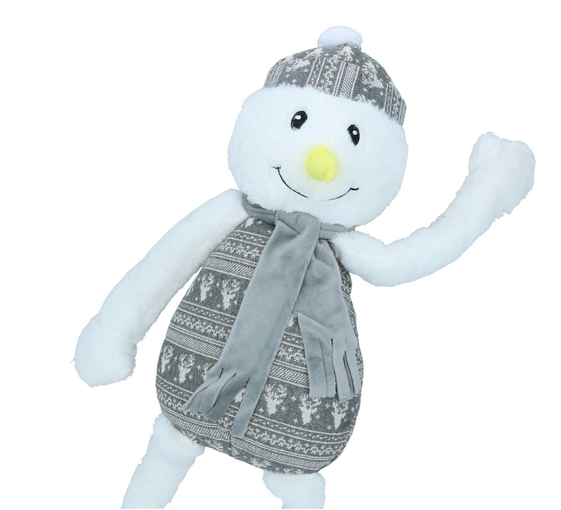 Cadeau de Noël pour chien en peluche réconfortant et couineur bonhomme de neige géant 30x80cm