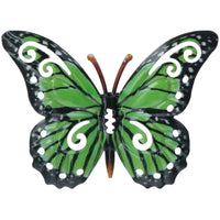 2pk Small Green Metal  Butterfly Garden/Home Wall Art Ornament 11x8.5cm