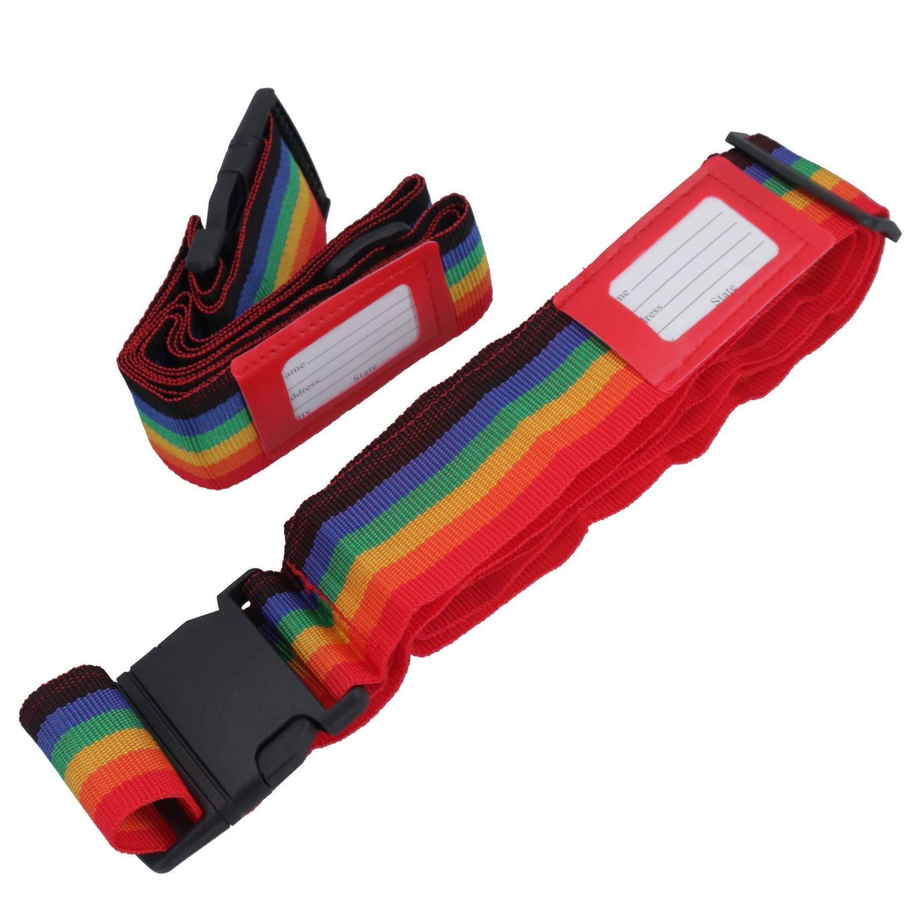 Adjustable Multicoloured Rainbow Luggage Suitcase Belt Strap Travel with Tags