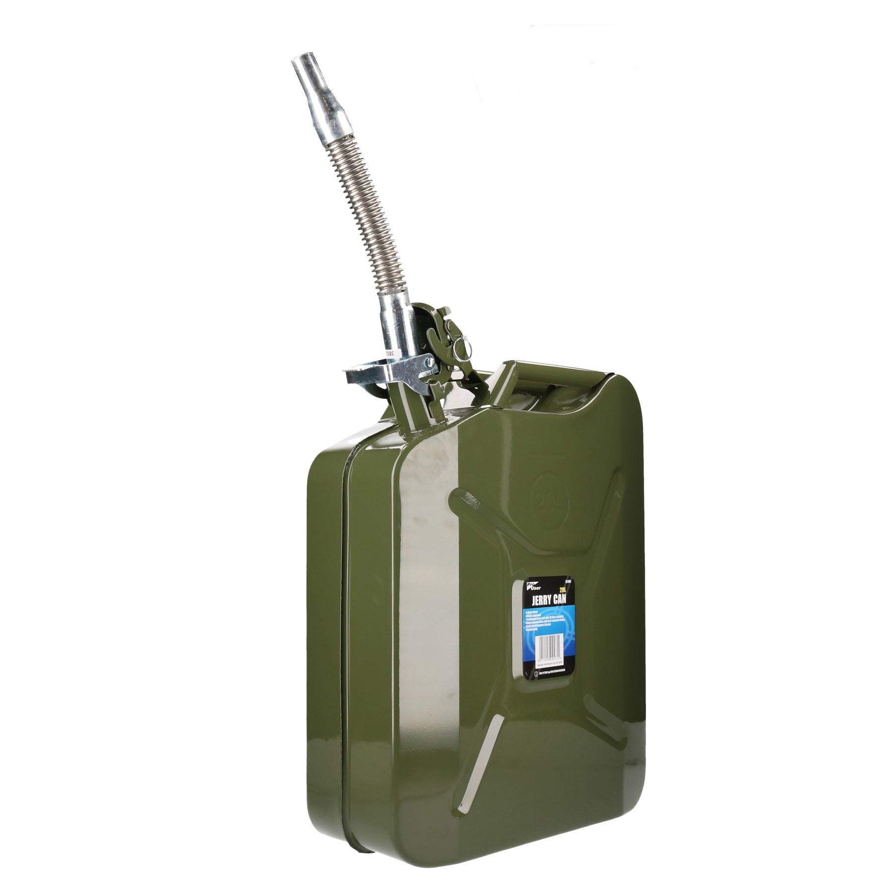 20 Litres Metal Fuel Jerry Can Holder Storage Container + Flexible Spout Pourer