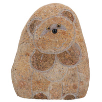 Small Teddy Bear River Rock Hand Carved Stone Decoration House Garden Yard