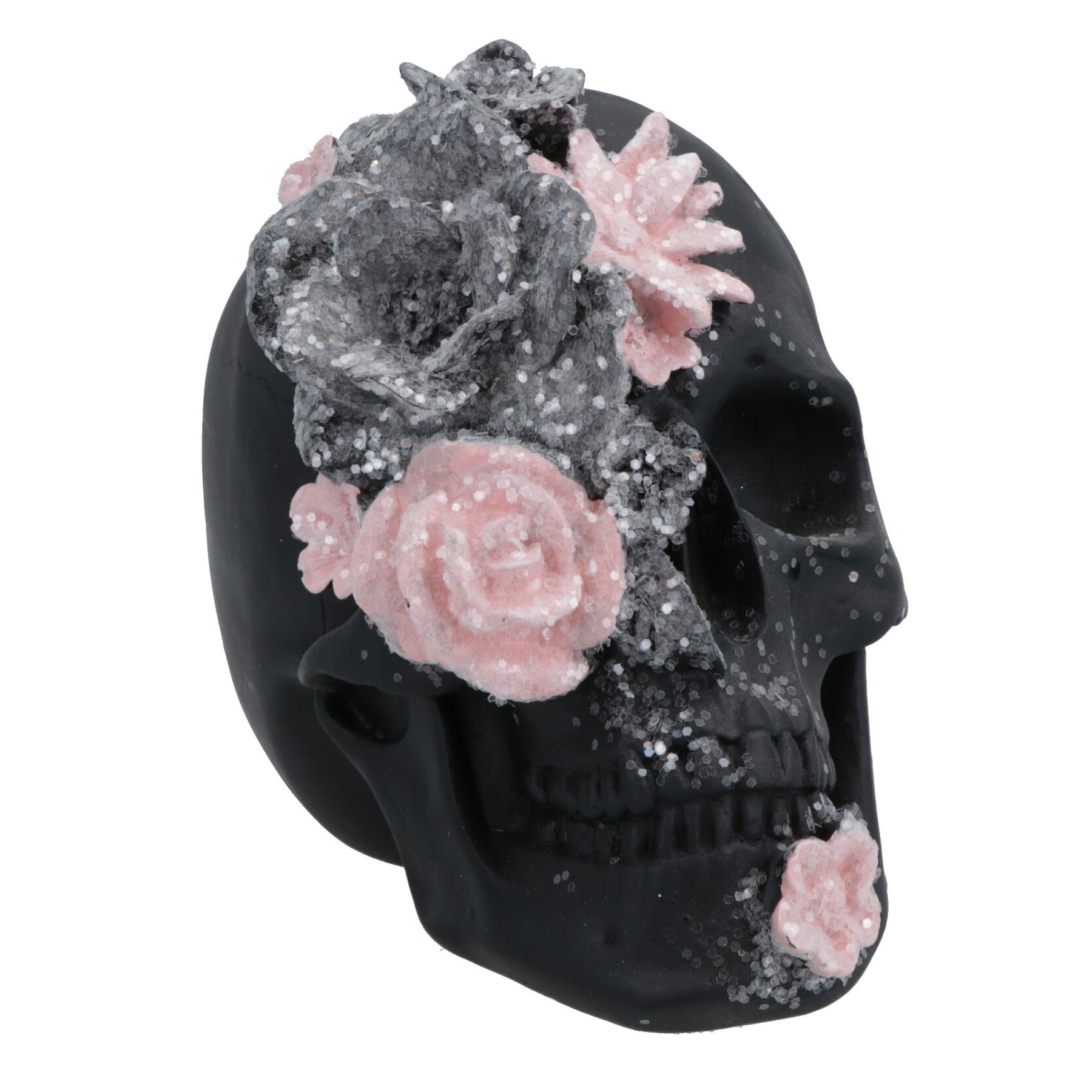Floral Skulls Ornament Set Of 3 Resin Statue Sculpture House Decoration Home