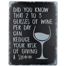 Retro Hanging 'Wine Can Reduce Your Risk' Metal Sign/Plaque 25x33cm