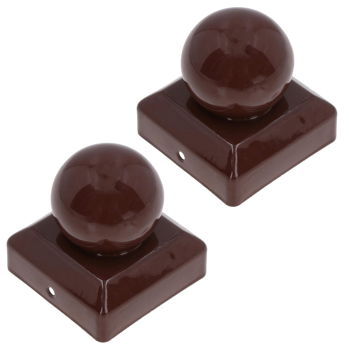 Metal Fence Post Caps Round / Ball 75mm x 75mm Protector Cover Brown
