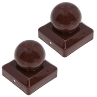 Metal Fence Post Caps Round / Ball 75mm x 75mm Protector Cover Brown