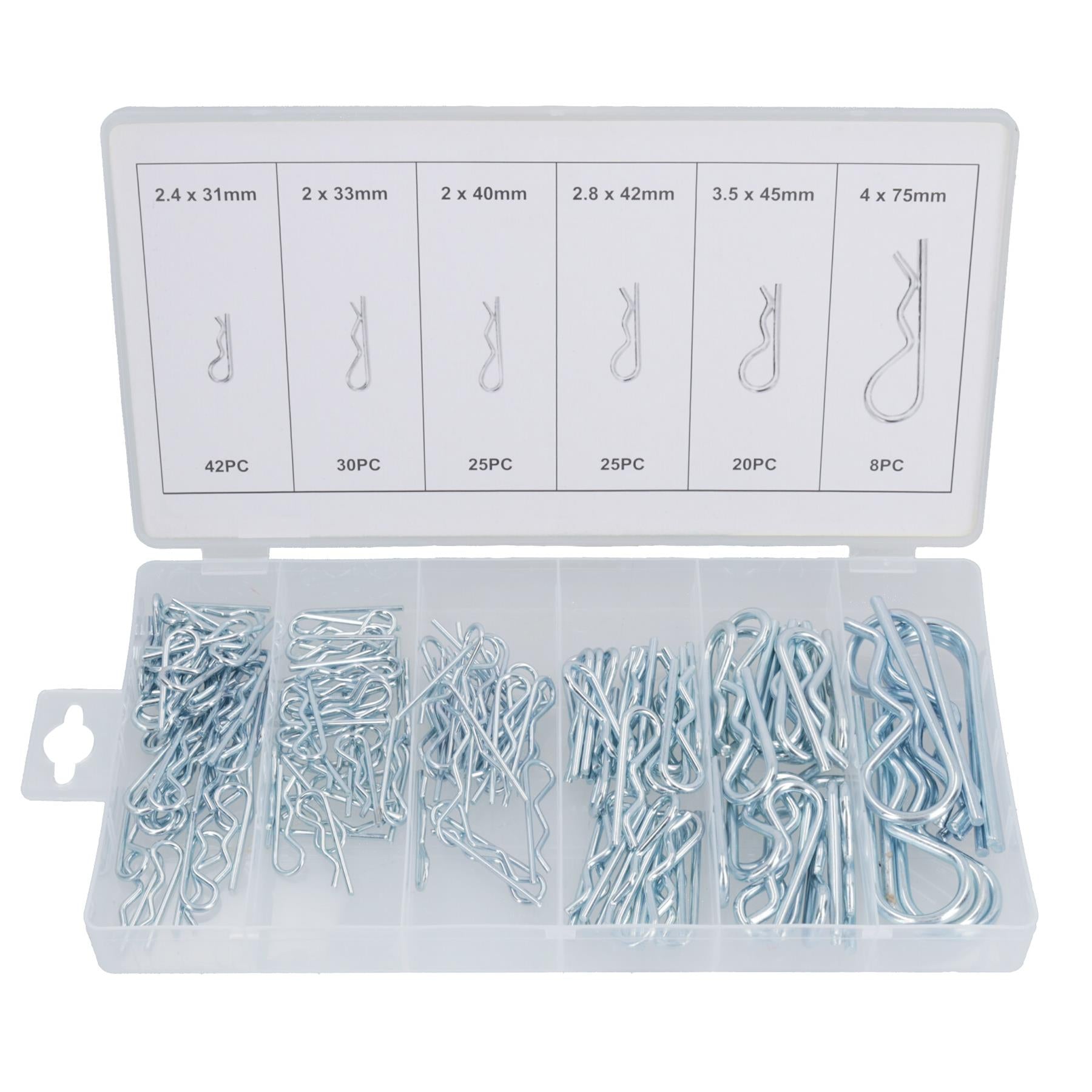 Kit d'assortiment de goupilles à cheveux R Clips Lynch Cotter 150 pièces AST07