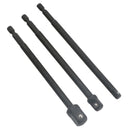 150mm Socket Adapter Adaptor Hex Extension Set Mixed Drive 1/4 3/8 + 1/2 3pc