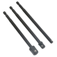 150mm Socket Adapter Adaptor Hex Extension Set Mixed Drive 1/4 3/8 + 1/2 3pc