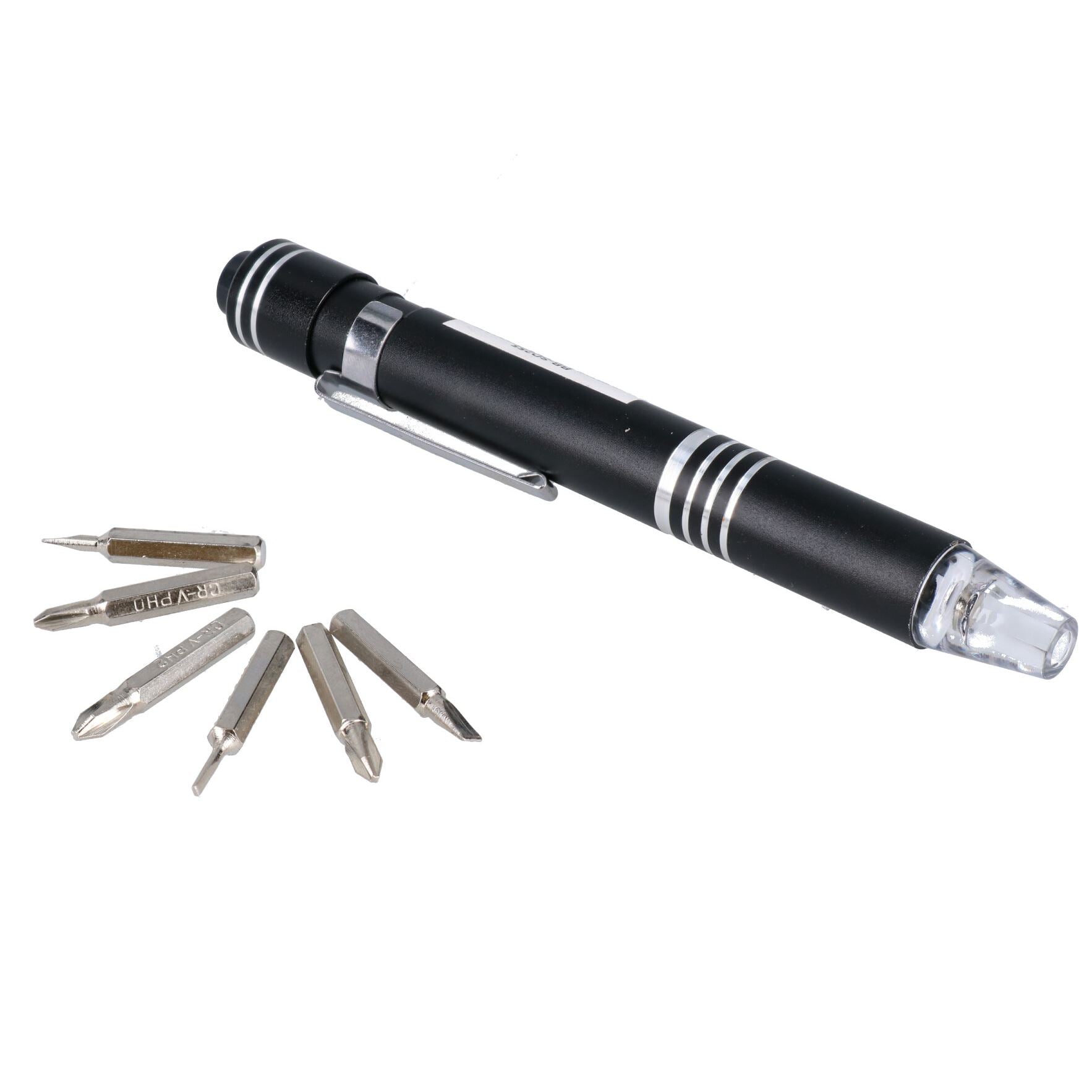 6 in 1 LED Precision Screwdriver Magnetic Pocket Pen Slotted Flathead Phillips
