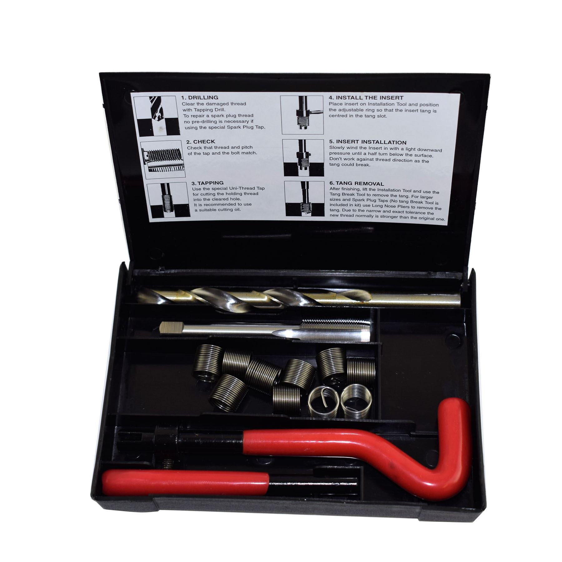 Kit de coupe-tarauds pour réparation de filetage BSC 7/16" x 26, filetage endommagé Helicoil, kit de 14 pièces