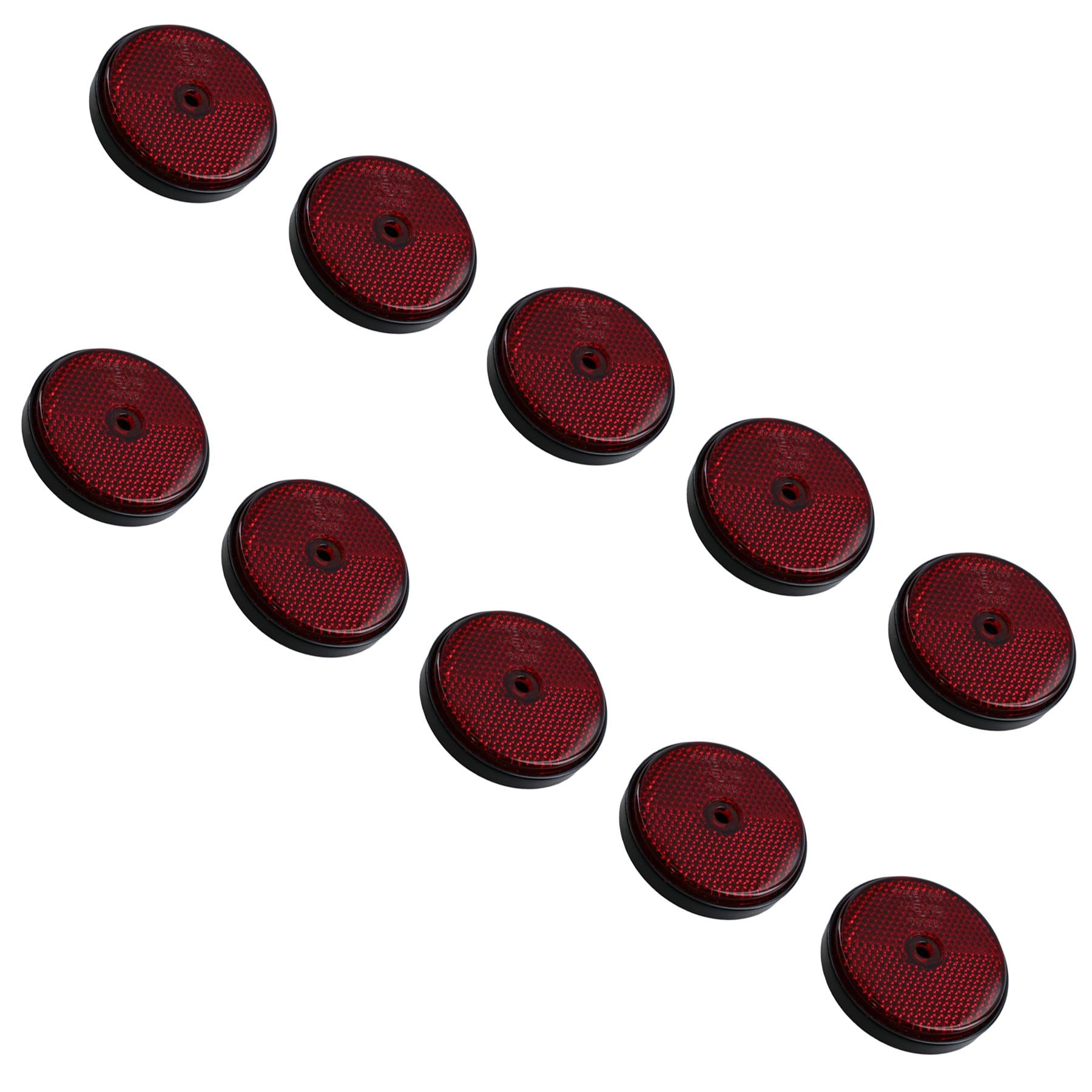 Red Round Circular Reflectors for Driveway Gate Fence Posts Trailer Rears