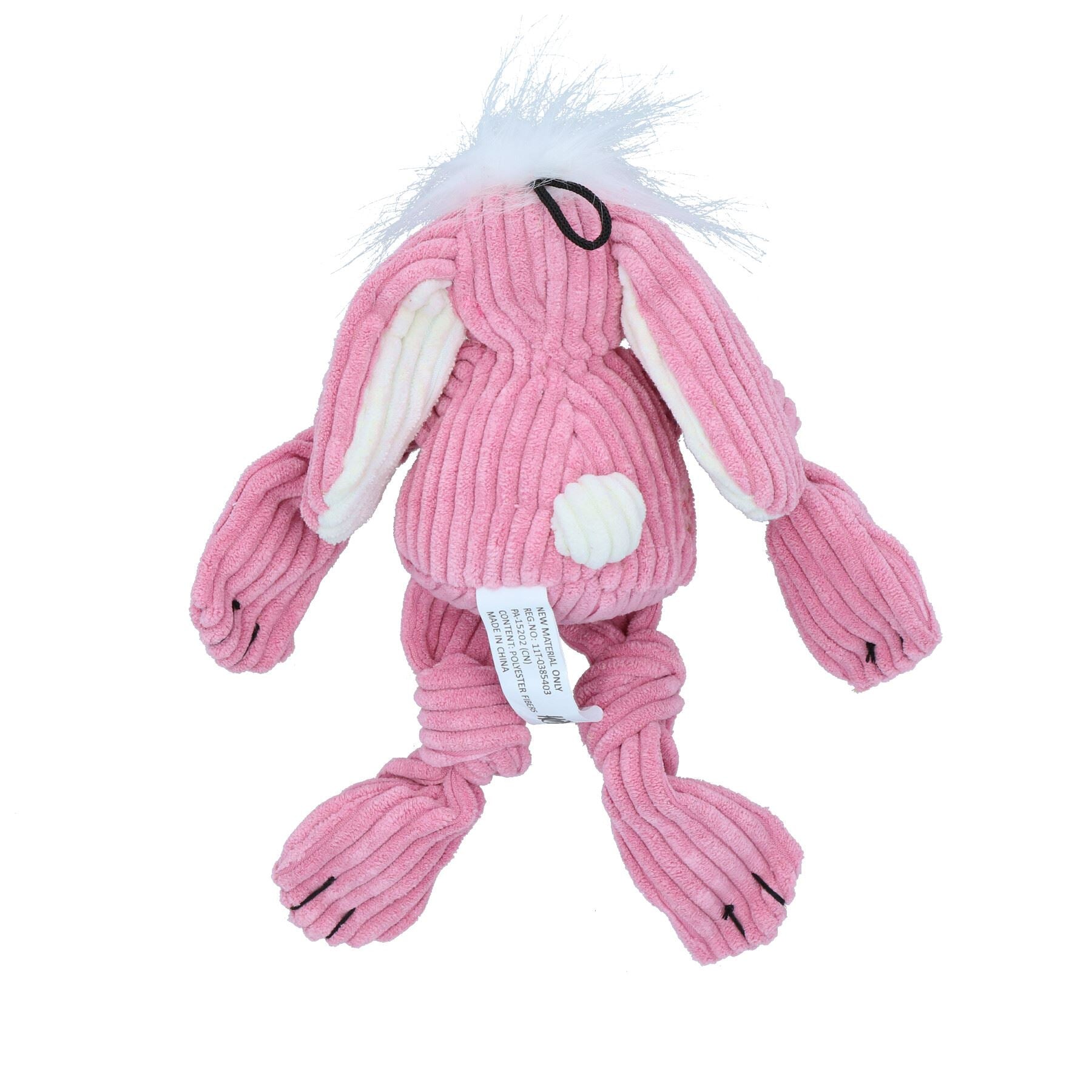 Small Pink Bunny Knottie Plush Durable Multi Squeaky Dog Puppy Toy 7x13x21cm