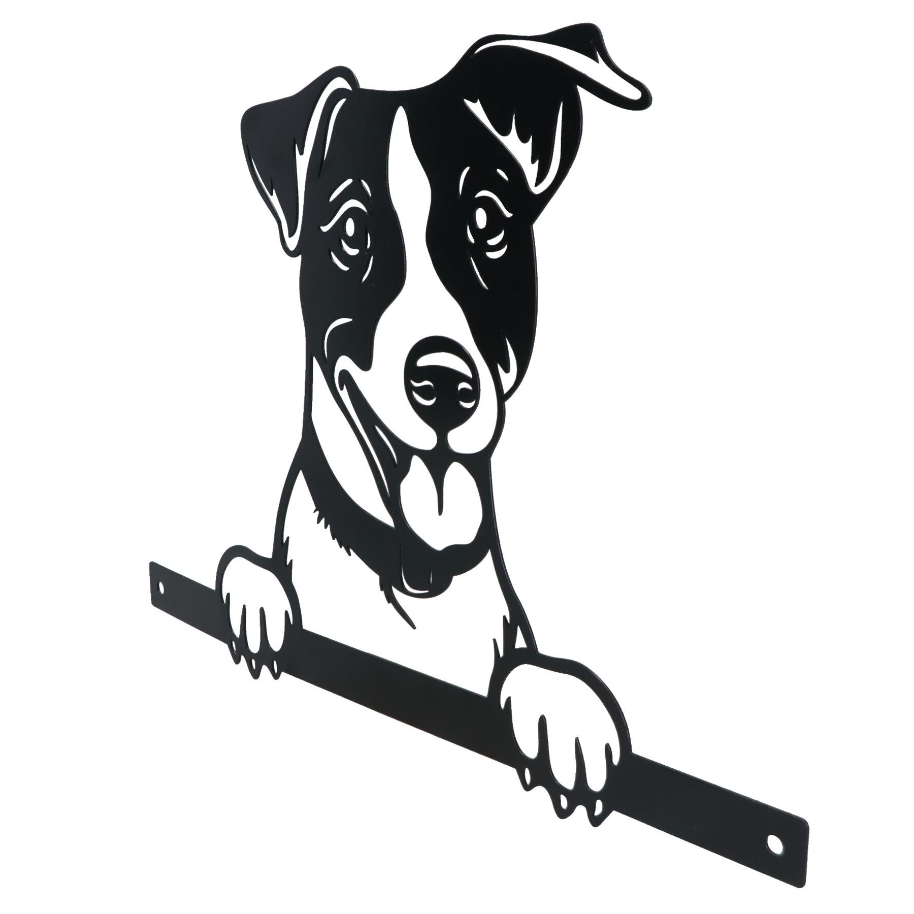 Black Metal Peeking Spaniel Silhouette with Fixing Plate Garden Ornament Gift