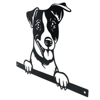 Black Metal Peeking Spaniel Silhouette with Fixing Plate Garden Ornament Gift
