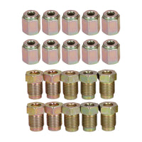Raccords de tuyaux de frein en acier mâle et femelle 10 mm x 1 mm pour tuyau 3/16" Lot de 20