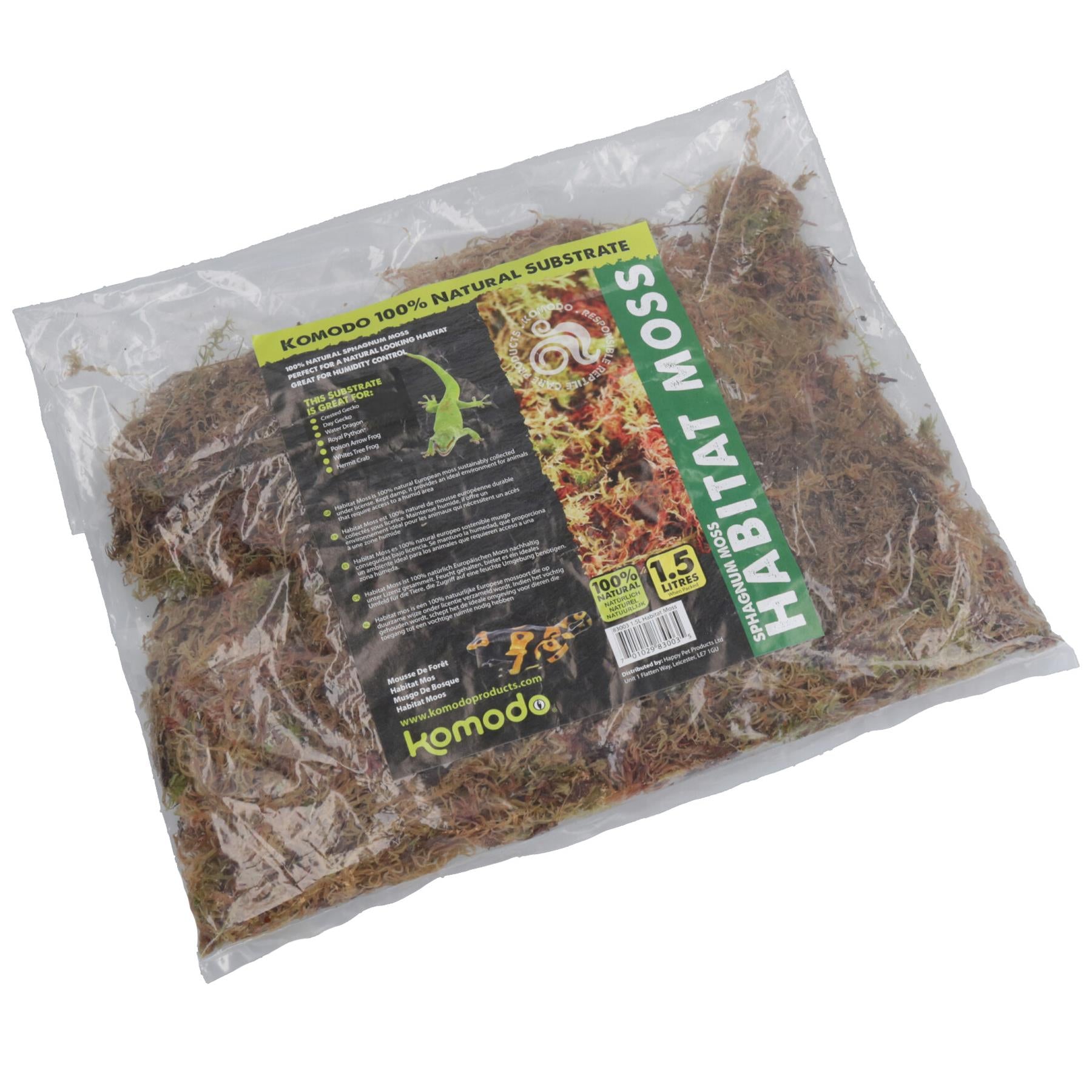 Substrat naturel en mousse d'habitat de 1,5 L pour reptiles, grenouilles, serpents, geckos