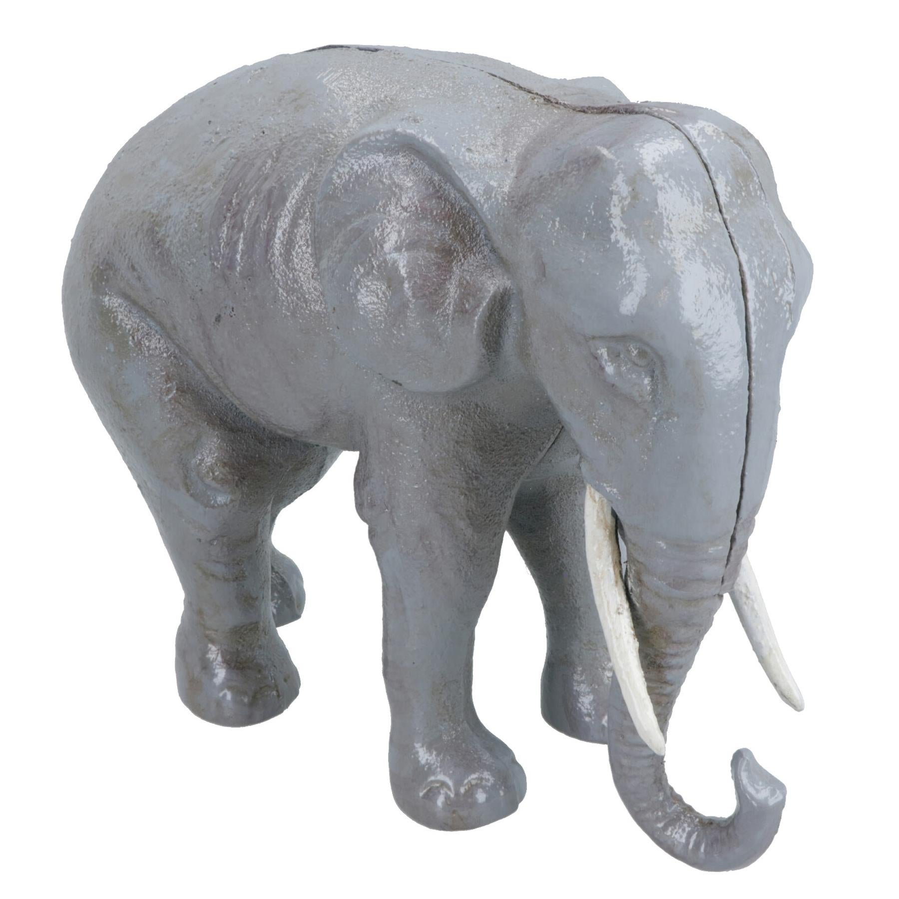 Elephant Money Bank Box Cast Iron Coin Cash Change Jar Animal Safari Africa