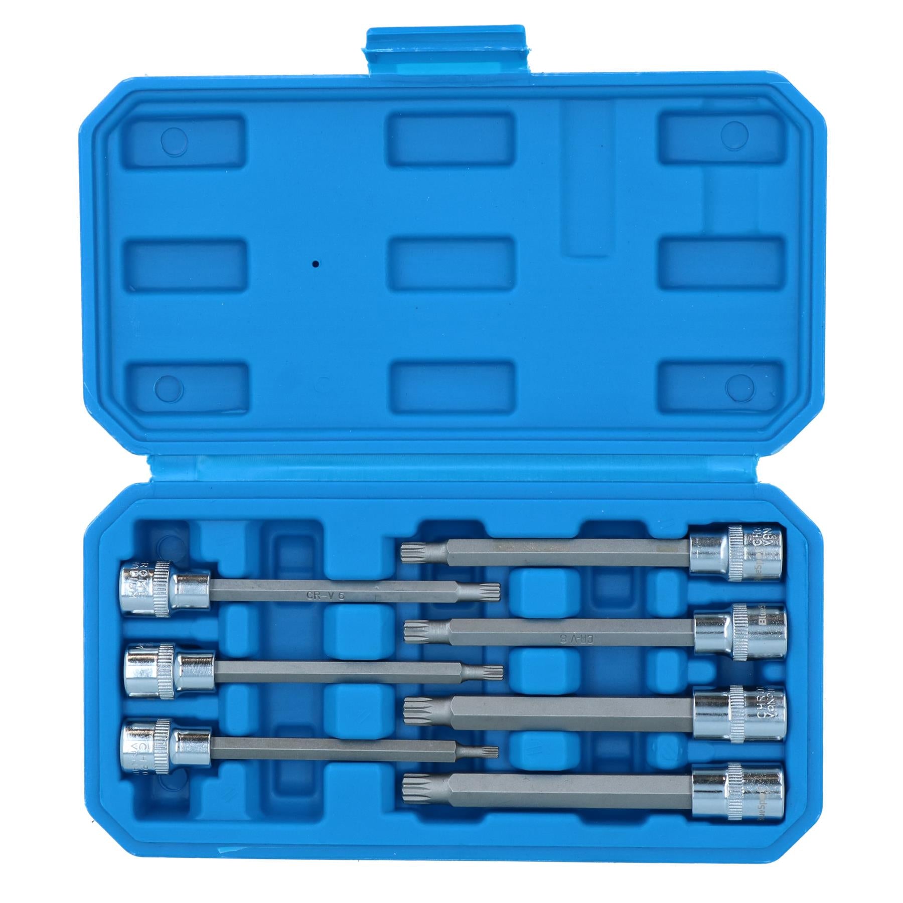 Douilles cannelées extra longues 3/8" 7 pièces M4 - M10 Longueur totale 110 mm