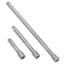 3pc 3/8" Drive Straight Socket Ratchet Extension Bar Set 75mm 125mm 250mm