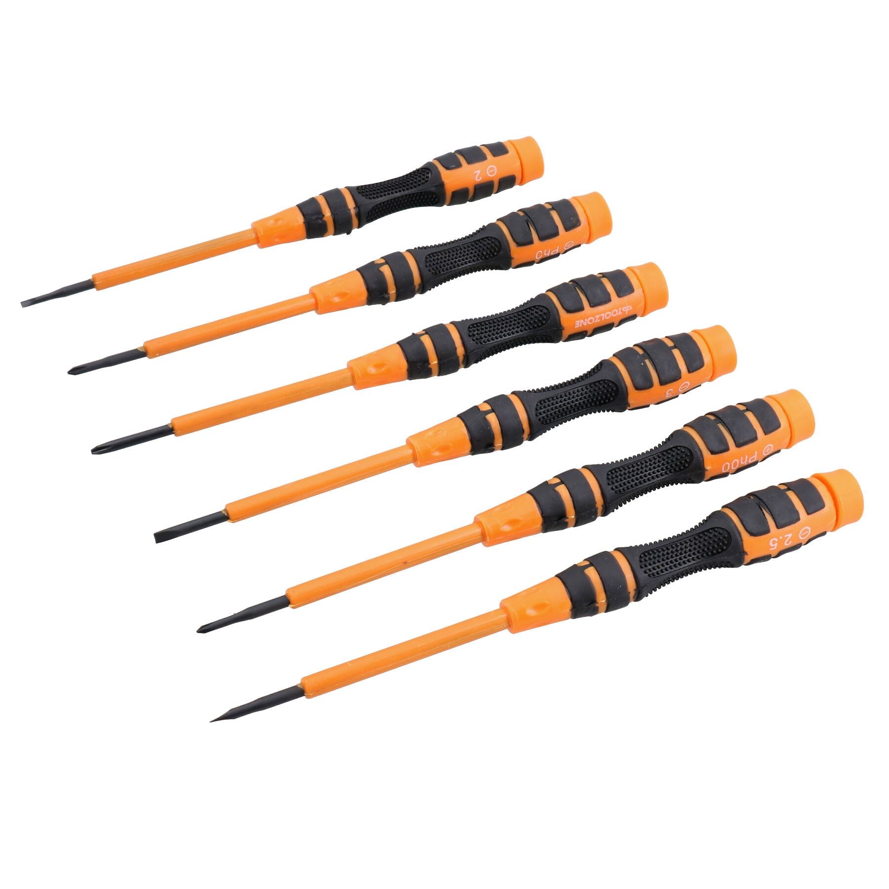 6pc Precision Screwdriver Set Slotted Phillips 2 - 3mm PH00 - PH1 Carbon Steel