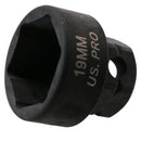 19mm Metric Stubby 3/8" Drive Shallow Impact Socket Hex Shank 25mm Depth