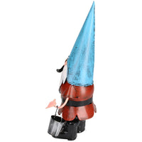 Gnome With Pail Bucket Garden Sculpture Ornament Statue Metal Decoration Home