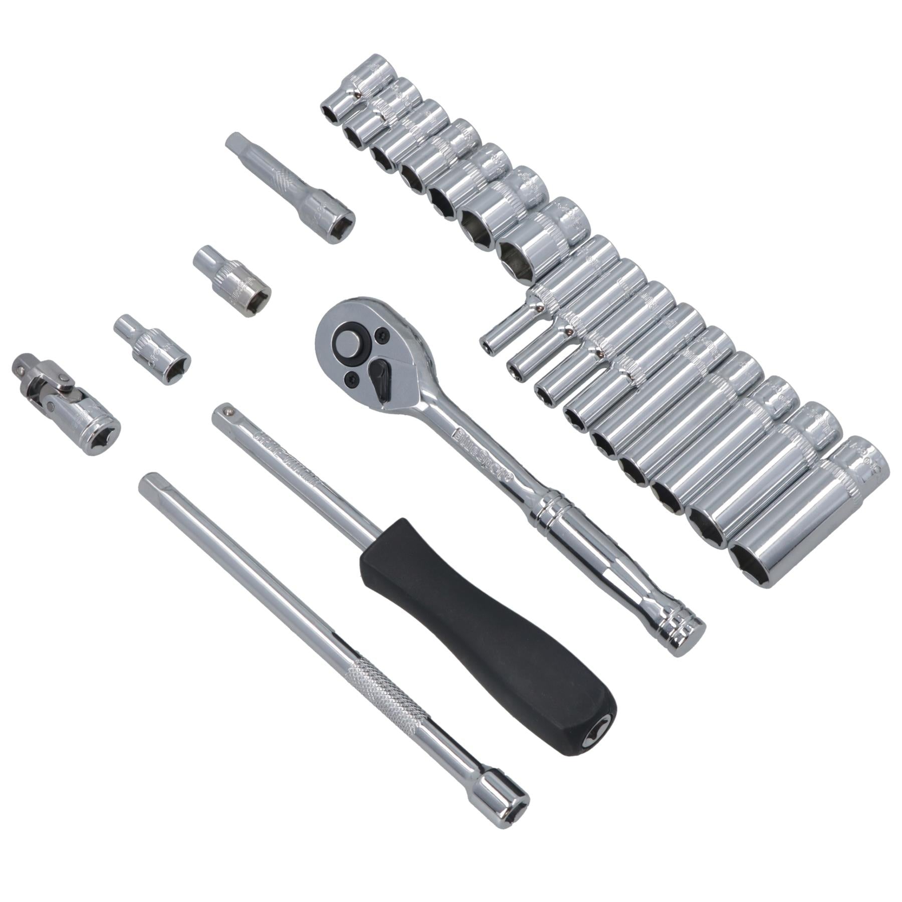 Jeu de douilles professionnelles profondes et peu profondes 1/4" métriques 24 pièces 4 mm – 13 mm