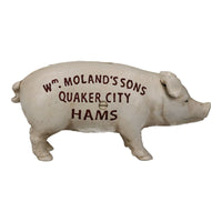 Quaker City Ham Pig Hog Porky White Money Bank Box Cast Iron Coin Change Jar