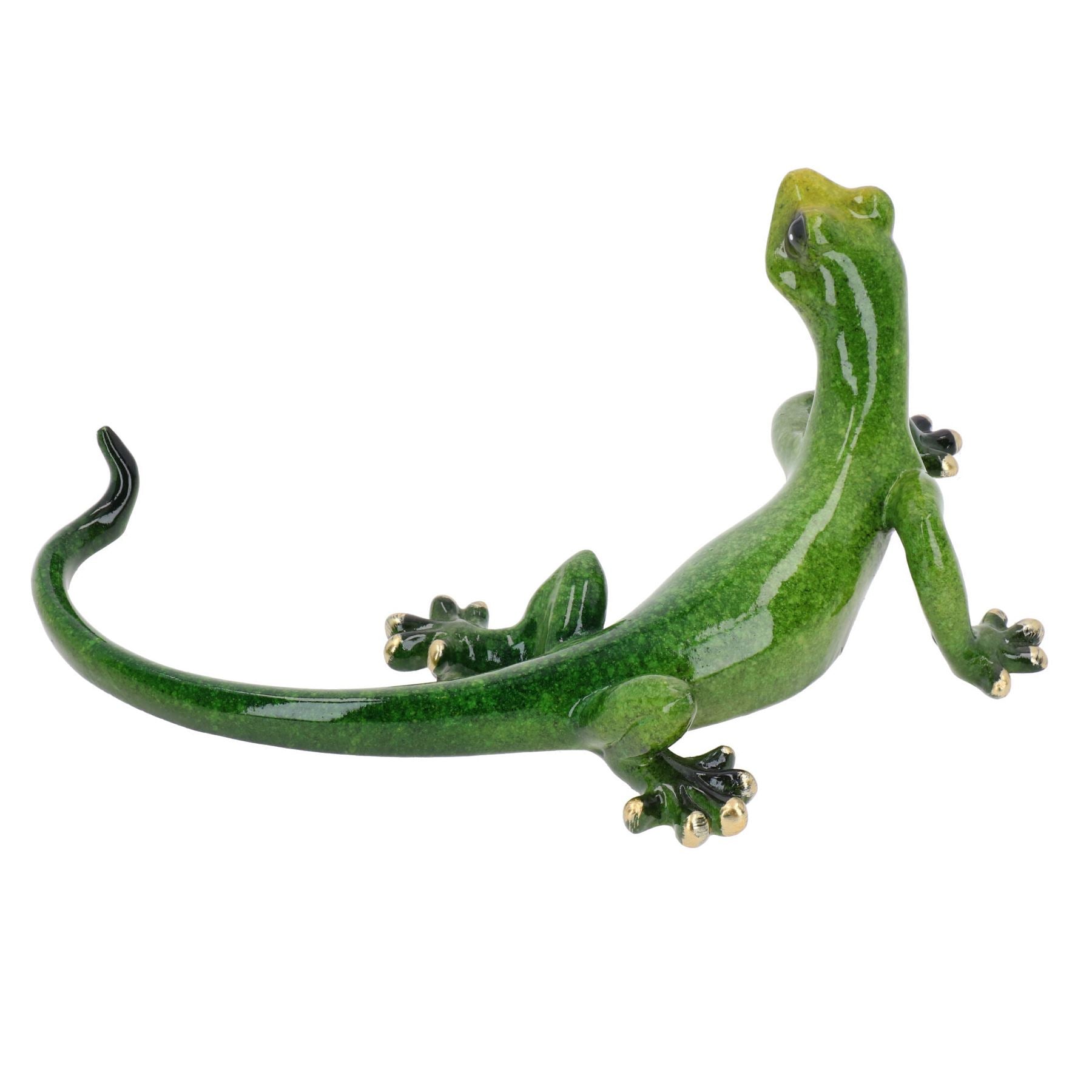 Green Speckled Gecko Lizard Resin Wall Shed Sculpture Statue House Small