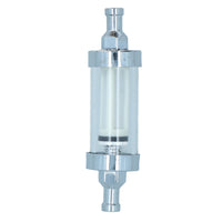 Inline Fuel Petrol Filter Glass + Chrome Universal for 8mm (5/16”) Hose