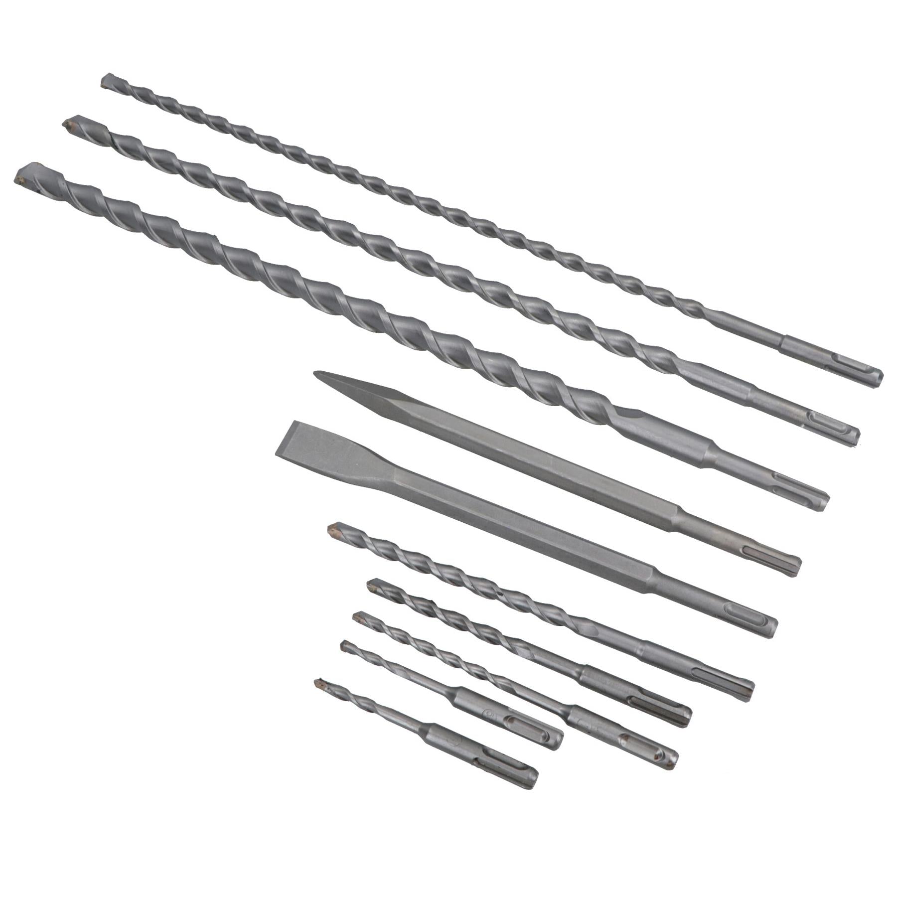 SDS Plus Shank Masonry Drill And Chisel Bit Set Tungsten Carbide Tips 10pc