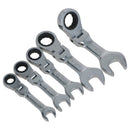 5pc Flexi Stubby Ratchet Spanner 10-19mm Metric Wrench Geared 72 Teeth CRV