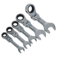 5pc Flexi Stubby Ratchet Spanner 10-19mm Metric Wrench Geared 72 Teeth CRV