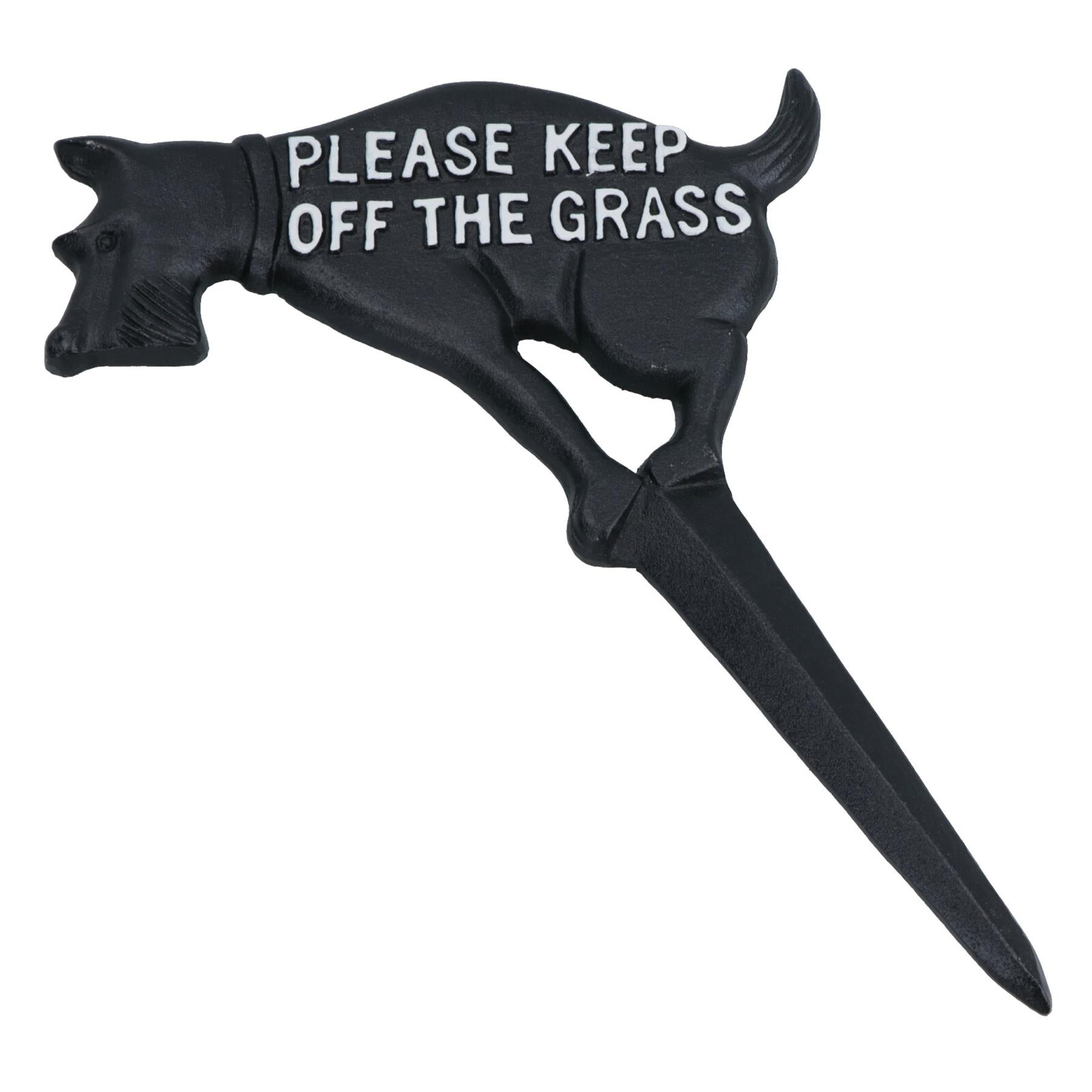Keep Dog Off The Grass Warning Sign Plaque Stake Cast Iron Garden Yard Lawn