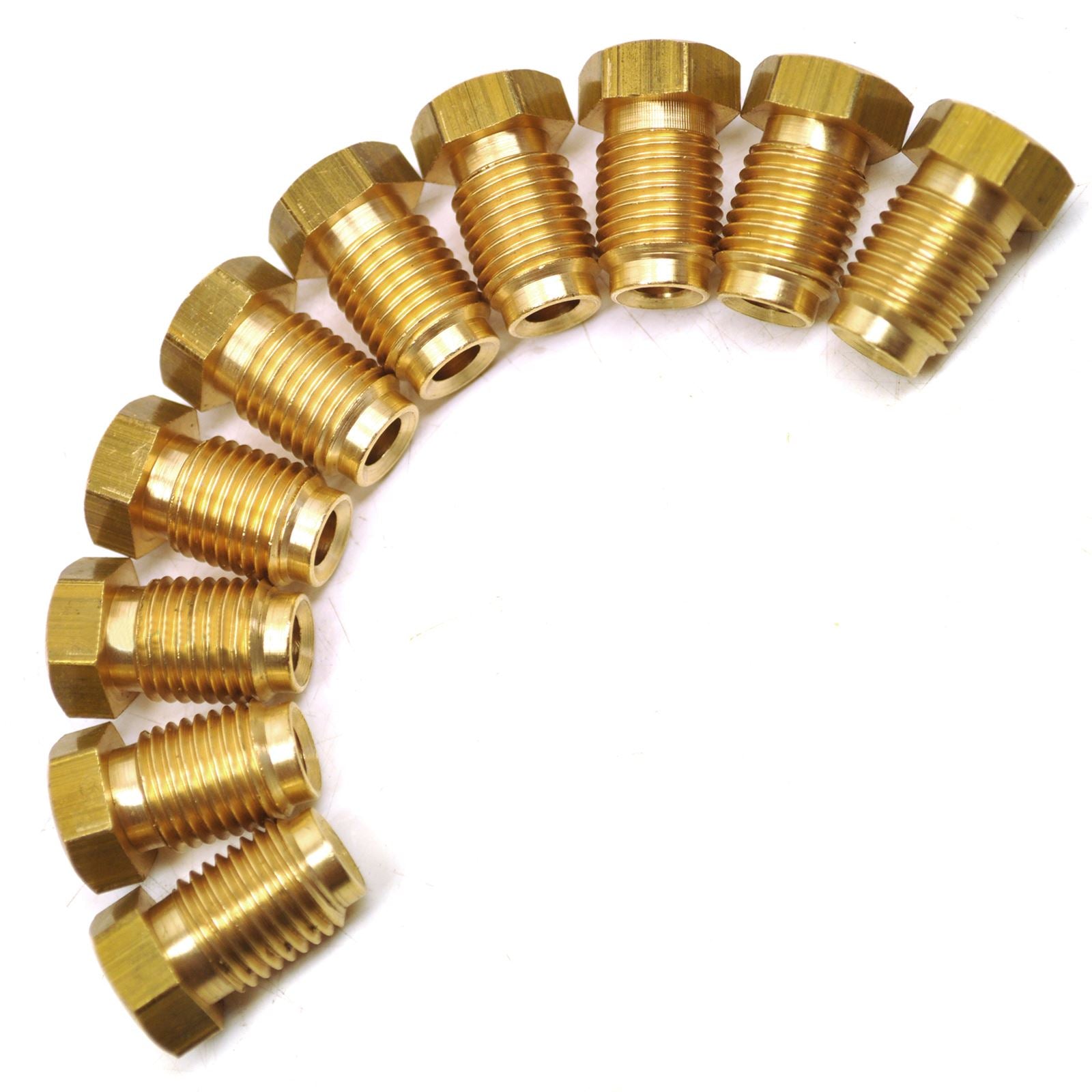 7/16 Zoll x 20 UNF Bremsleitungsverschraubungen aus Messing männlich und weiblich für 3/16 Zoll Rohr, 20er-Pack