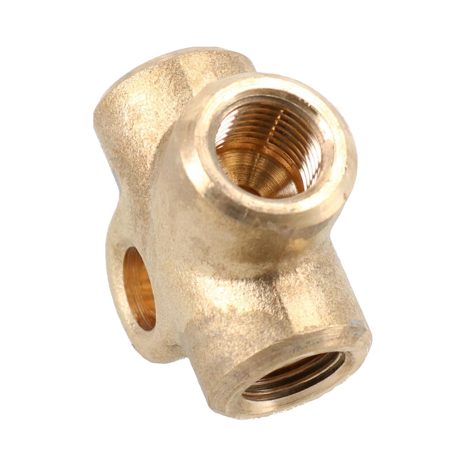 Brass Brake Pipe Fitting 3 Way Adaptor M10 x 1mm for 3/16" Pipe T Piece